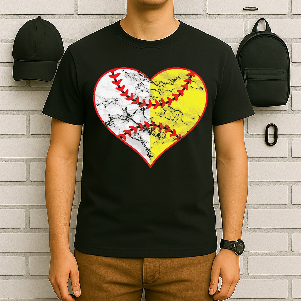 Womens Softball Heart Mom Women Baseball Ideas T-Shirt
