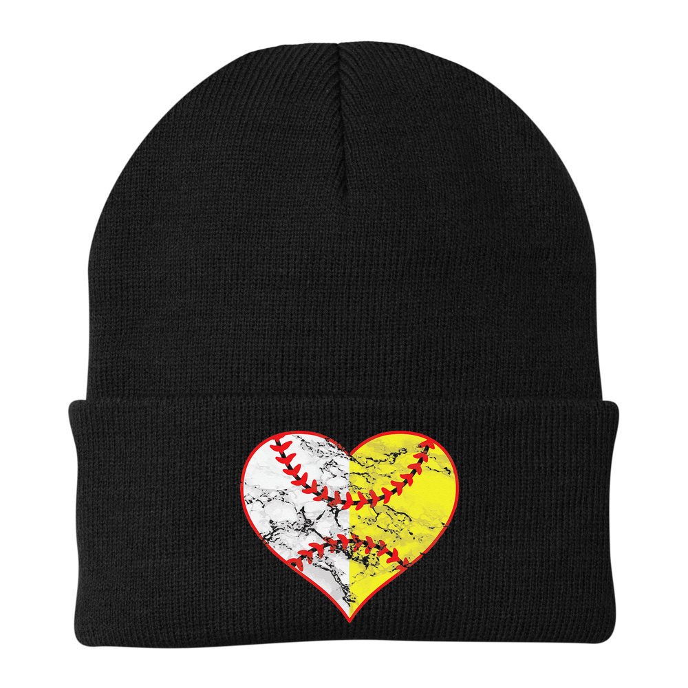 Womens Softball Heart Mom Women Baseball Ideas Beanie