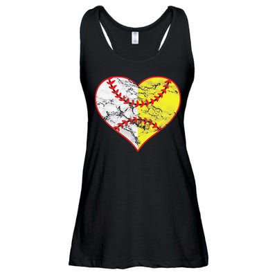 Womens Softball Heart Mom Women Baseball Ideas Ladies Essential Flowy Tank