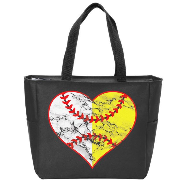 Womens Softball Heart Mom Women Baseball Ideas Zip Tote Bag