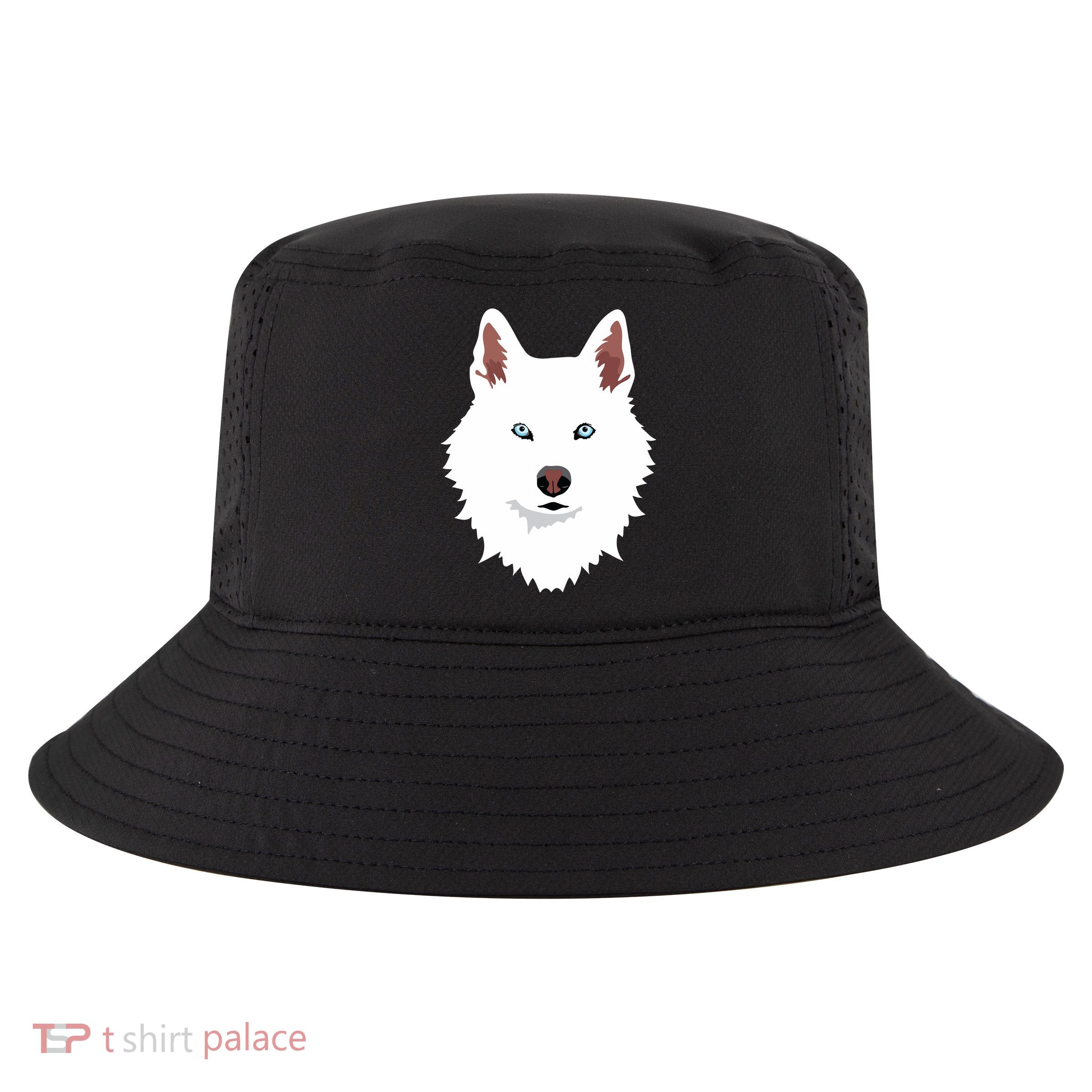 White Siberian Husky Canine White Snow Dog Cool Comfort Performance Bucket Hat