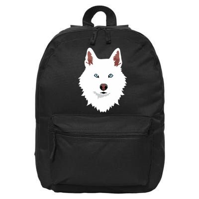 White Siberian Husky Canine White Snow Dog 16 in Basic Backpack