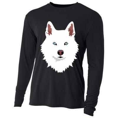 White Siberian Husky Canine White Snow Dog Cooling Performance Long Sleeve Crew