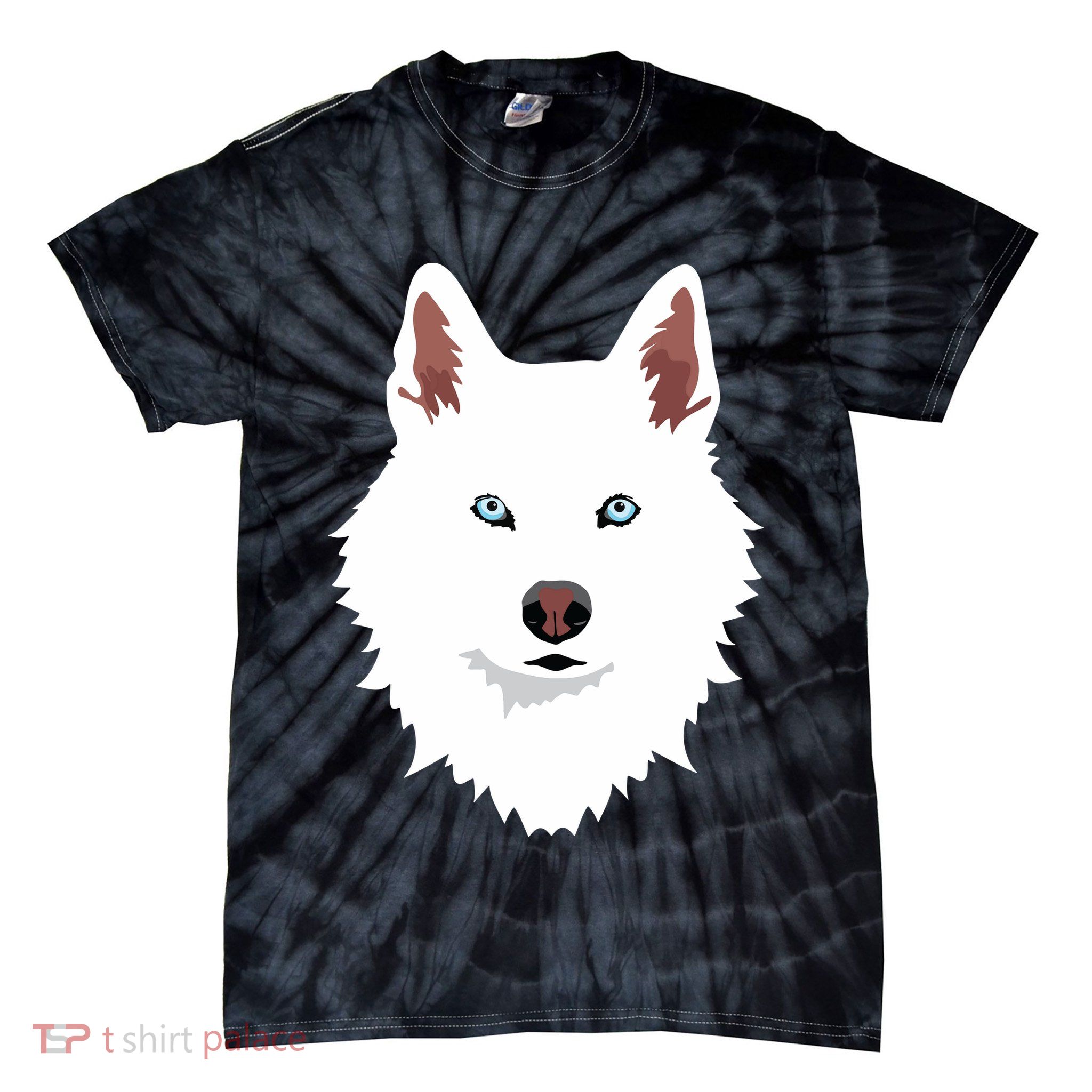 White Siberian Husky Canine White Snow Dog Tie-Dye T-Shirt
