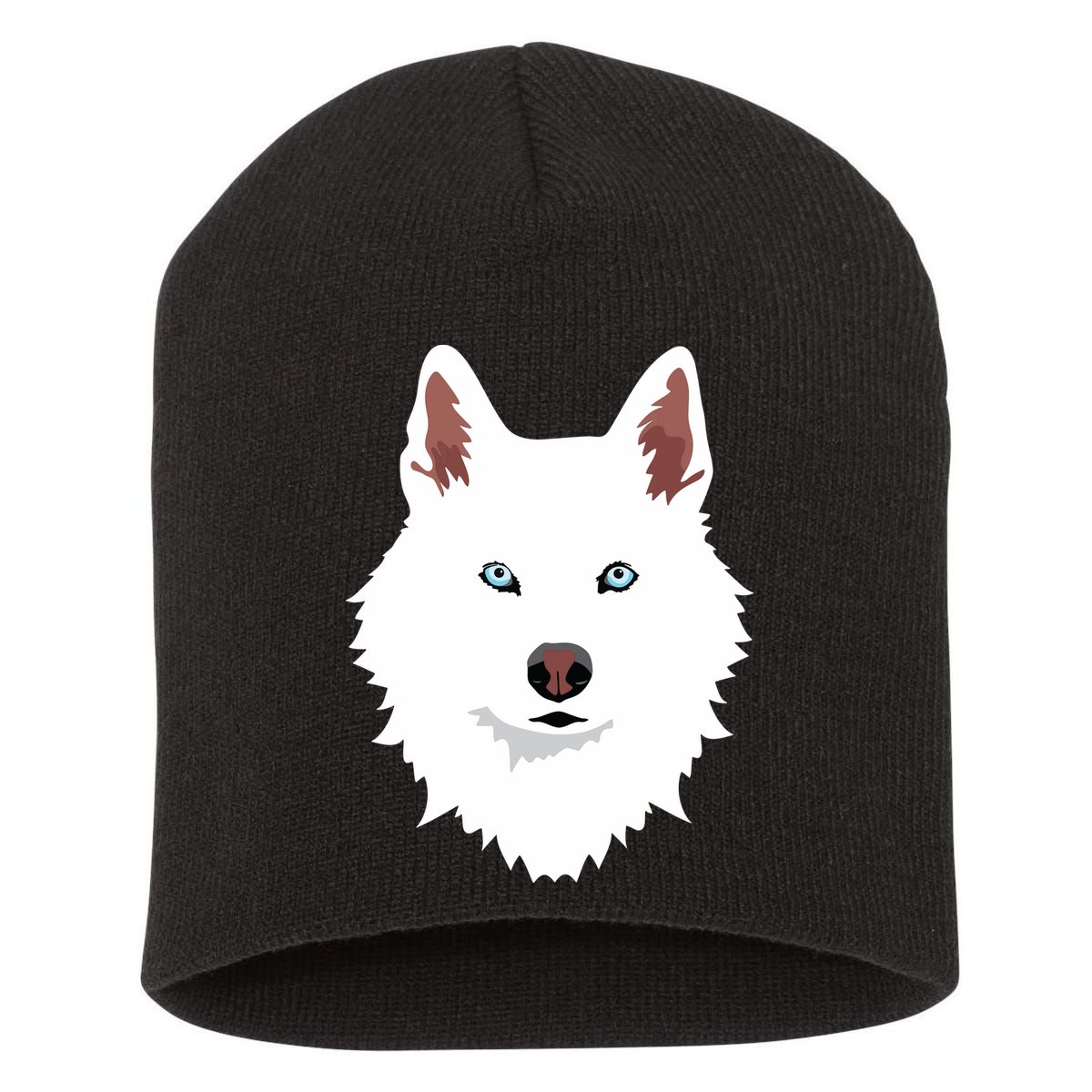 White Siberian Husky Canine White Snow Dog Short Acrylic Beanie