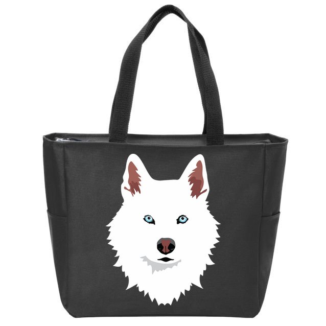 White Siberian Husky Canine White Snow Dog Zip Tote Bag