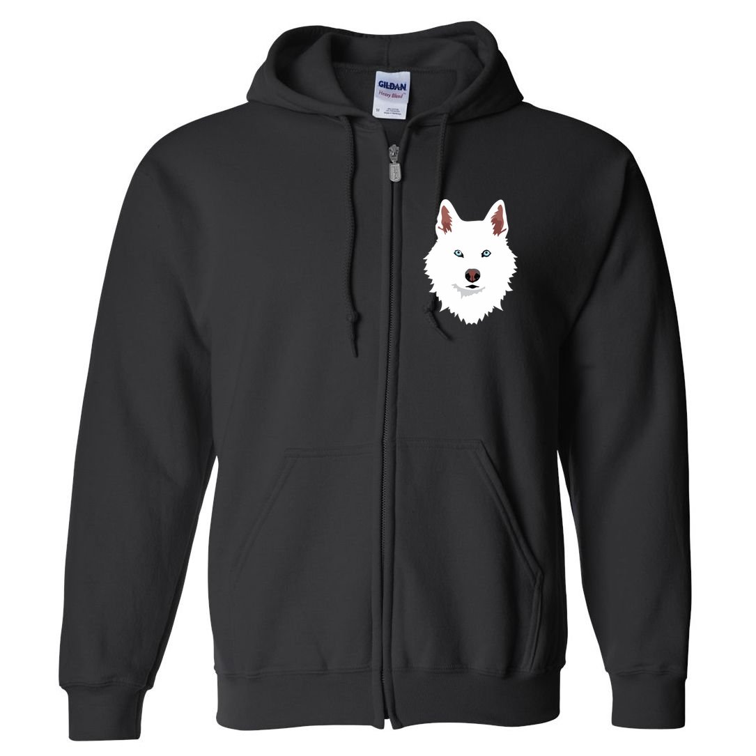 White Siberian Husky Canine White Snow Dog Full Zip Hoodie