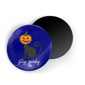 Wo Scary Halloween Stay Spooky Engraved Pumpkin Cat Funny Gift Magnet