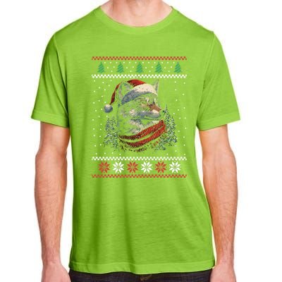 Wolf Santa Hat Ugly Christmas Cute Gift Adult ChromaSoft Performance T-Shirt