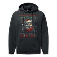 Wolf Santa Hat Ugly Christmas Cute Gift Performance Fleece Hoodie