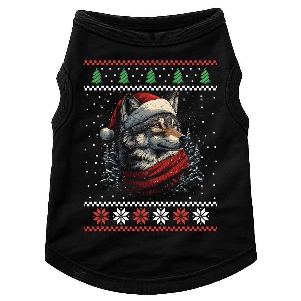 Wolf Santa Hat Ugly Christmas Cute Gift Doggie Tank