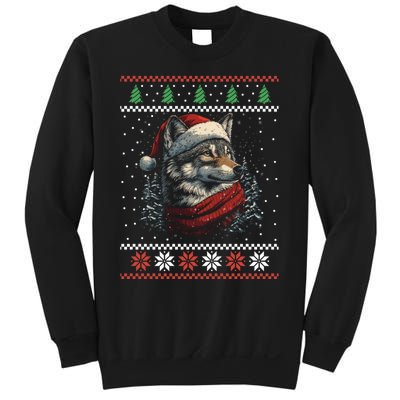 Wolf Santa Hat Ugly Christmas Cute Gift Sweatshirt