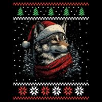 Wolf Santa Hat Ugly Christmas Cute Gift Tall T-Shirt