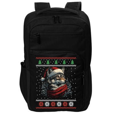 Wolf Santa Hat Ugly Christmas Cute Gift Impact Tech Backpack