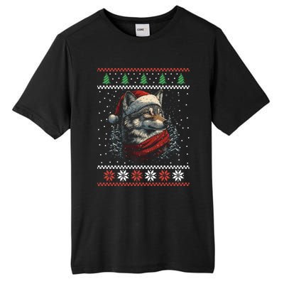 Wolf Santa Hat Ugly Christmas Cute Gift Tall Fusion ChromaSoft Performance T-Shirt