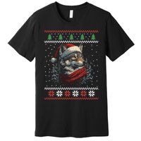 Wolf Santa Hat Ugly Christmas Cute Gift Premium T-Shirt