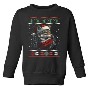 Wolf Santa Hat Ugly Christmas Cute Gift Toddler Sweatshirt