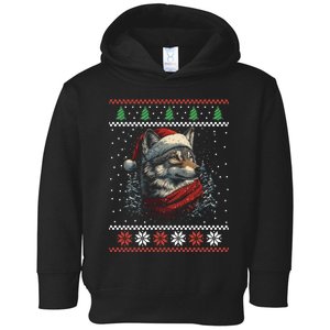 Wolf Santa Hat Ugly Christmas Cute Gift Toddler Hoodie