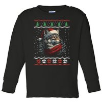 Wolf Santa Hat Ugly Christmas Cute Gift Toddler Long Sleeve Shirt