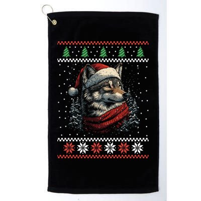 Wolf Santa Hat Ugly Christmas Cute Gift Golf Towel