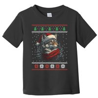 Wolf Santa Hat Ugly Christmas Cute Gift Toddler T-Shirt