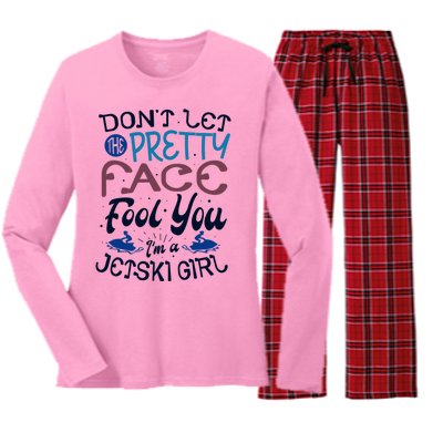 Water Sports Holiday Jetski Quote Cute Gift Women's Long Sleeve Flannel Pajama Set 