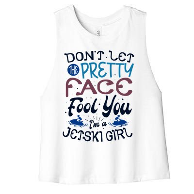 Water Sports Holiday Jetski Quote Cute Gift Women's Racerback Cropped Tank