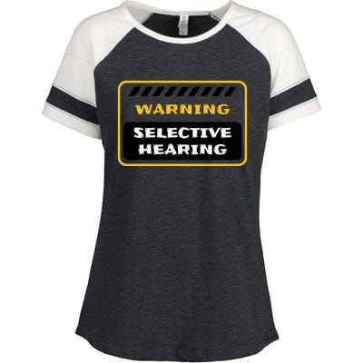 Warning Selective Hearing Funny Quote Enza Ladies Jersey Colorblock Tee