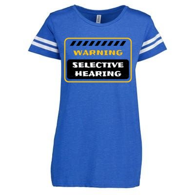 Warning Selective Hearing Funny Quote Enza Ladies Jersey Football T-Shirt