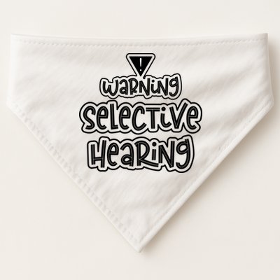 Warning Selective Hearing Funny T USA-Made Doggie Bandana