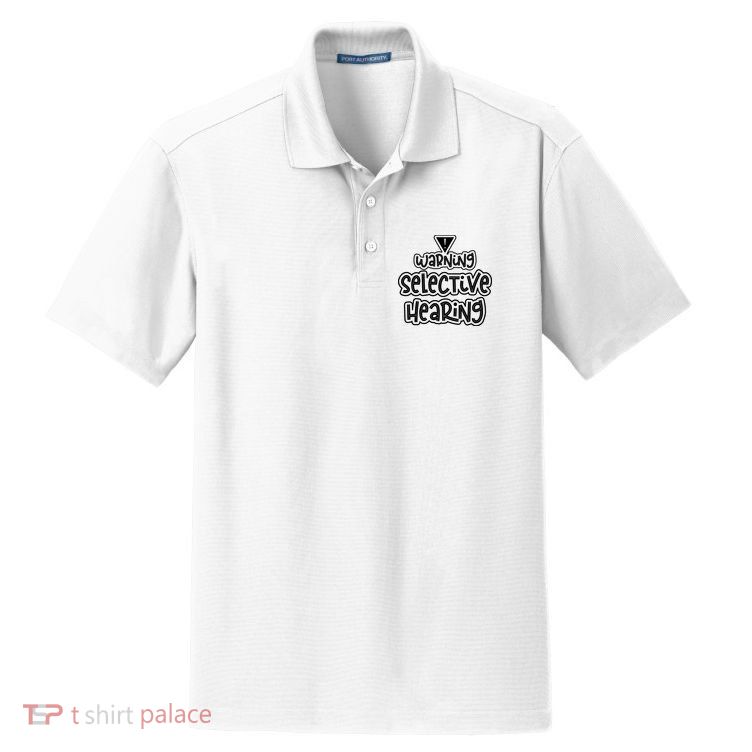 Warning Selective Hearing Funny T Dry Zone Grid Polo