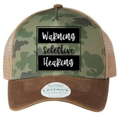 Warning Selective Hearing Funny Typo Legacy Tie Dye Trucker Hat