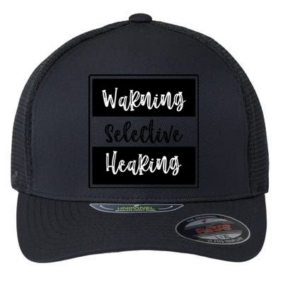 Warning Selective Hearing Funny Typo Flexfit Unipanel Trucker Cap