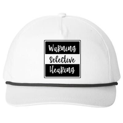 Warning Selective Hearing Funny Typo Snapback Five-Panel Rope Hat