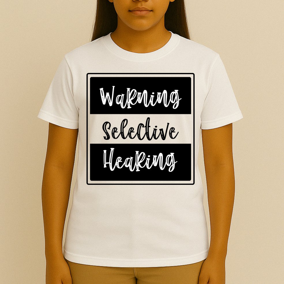 Warning Selective Hearing Funny Typo T-Shirt