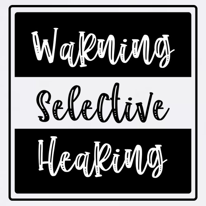 Warning Selective Hearing Funny Typo Button