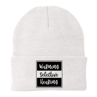 Warning Selective Hearing Funny Typo Beanie