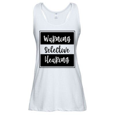 Warning Selective Hearing Funny Typo Ladies Essential Flowy Tank