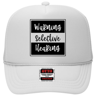 Warning Selective Hearing Funny Typo Trucker Hat