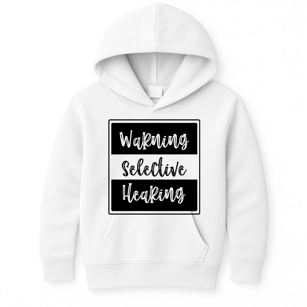Warning Selective Hearing Funny Typo Kids Hoodie