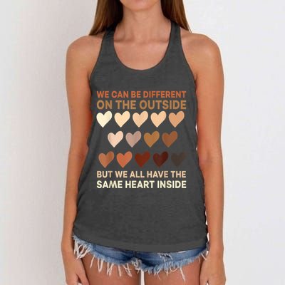 Womens Same Heart Black History Month African American Pride Women's Knotted Racerback Tank
