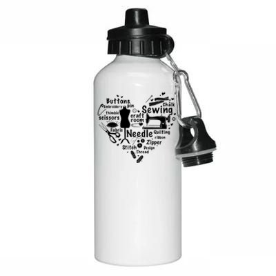 Wo Sewing Heart Sewing Quilting Machine Sewing Lover Gift Aluminum Water Bottle 