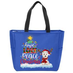 Westie Santa Hat Reindeer Costume Christmas Light Gift Zip Tote Bag