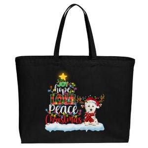 Westie Santa Hat Reindeer Costume Christmas Light Gift Cotton Canvas Jumbo Tote