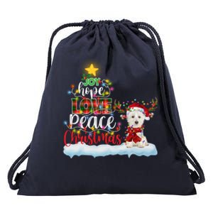 Westie Santa Hat Reindeer Costume Christmas Light Gift Drawstring Bag