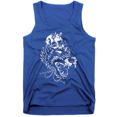 Wolf Skull Head Lazy Halloween Costume Goth Skeleton Bones Tank Top