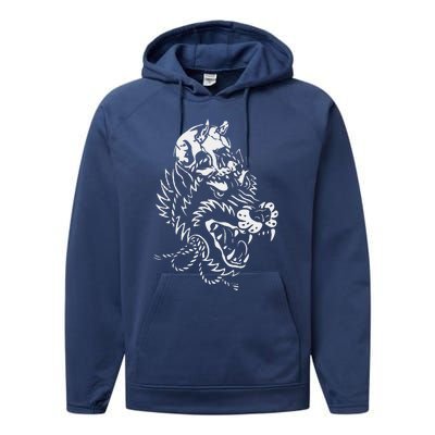 Wolf Skull Head Lazy Halloween Costume Goth Skeleton Bones Performance Fleece Hoodie