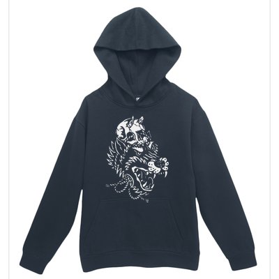 Wolf Skull Head Lazy Halloween Costume Goth Skeleton Bones Urban Pullover Hoodie