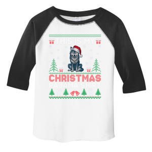 Wolf Santa Hat Matching Ugly Christmas Pajama Gift Toddler Fine Jersey T-Shirt