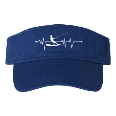 Water Skiing Heartbeat Cool Water Sports Lover Gift Valucap Bio-Washed Visor